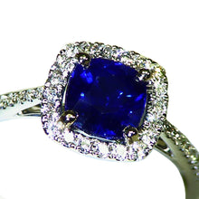 Load image into Gallery viewer, Beautiful natural blue Sapphire and diamond engagement ring