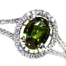 Load image into Gallery viewer, All Natural color change Alexandrite diamond halo 14k white gold ring