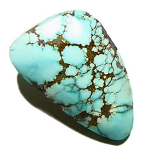 Load image into Gallery viewer, Natural Robin's egg blue lone mountain turquoise with cocoa webbing