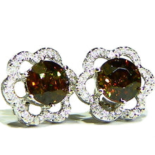 Load image into Gallery viewer, Sparkling honey sphene and diamond 14k white gold earrings
