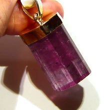 Load image into Gallery viewer, Beautiful pink tourmaline crystal 14k gold pendant

