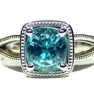Natural Zircon 4.75ct Dazzling Blue 14k White Gold Ring