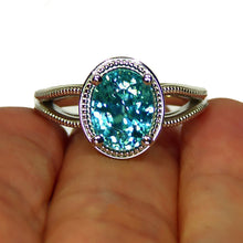 Load image into Gallery viewer, Bright blue all natural Zircon 14k white gold ring