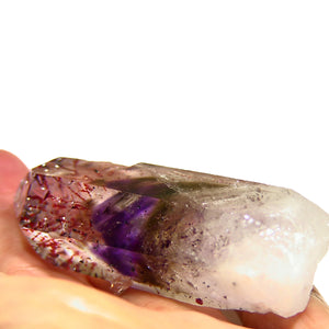 Big hematite quartz crystal with amethyst phantom Brandberg region