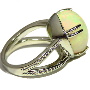 Custom made Ethiopian Opal 14k white gold ring