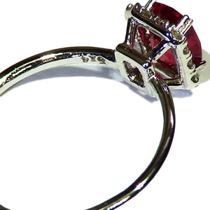 Red spinel with diamonds white gold ring
