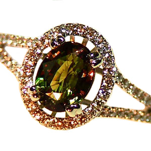Alexandrite & diamond 14k gold engagement ring
