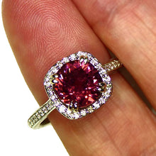 Load image into Gallery viewer, Mahenge Garnet and diamond ring in 14k white gold
