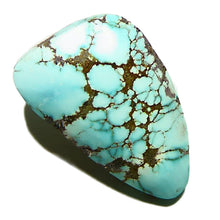 Load image into Gallery viewer, Natural Robin&#39;s egg blue lone mountain turquoise with cocoa webbing
