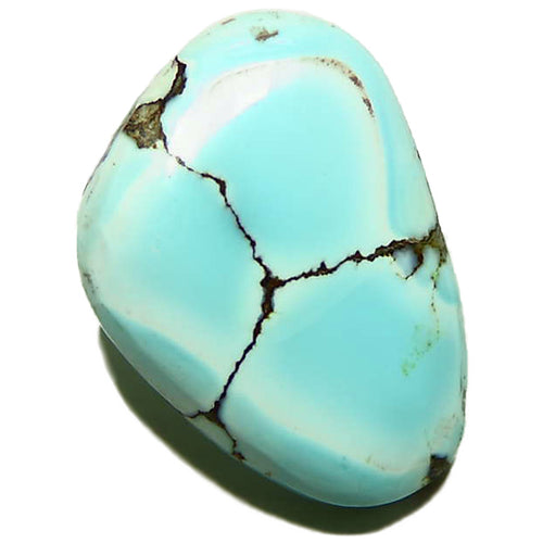 Unusual lone mountain turquoise with light blue & white all natural cabochon