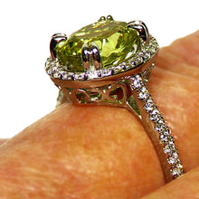 Load image into Gallery viewer, Lemon yellow Chrysoberyl and diamond 14k white gold ring
