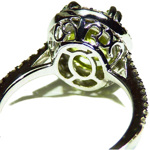 Natural Chrysoberyl and diamond 14k white gold engagement ring