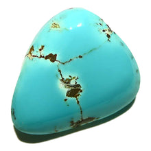 Load image into Gallery viewer, Vibrant robin&#39;s egg blue with chocolate brown webbing Lone Mountain Turquoise Cab
