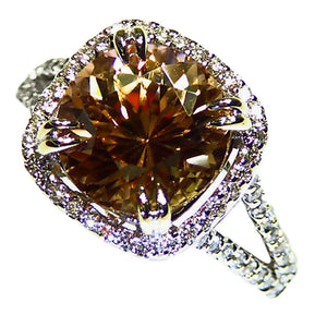 All natural champagne Zircon ring with diamond accents