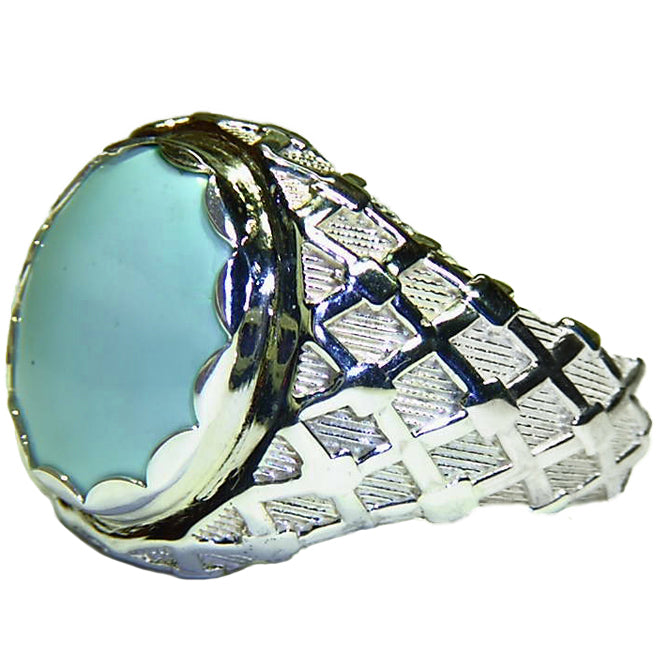 Highly collectible natural Sleeping Beauty Turquoise sterling silver men's ring