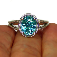 Load image into Gallery viewer, Bright blue all natural Zircon 14k white gold ring
