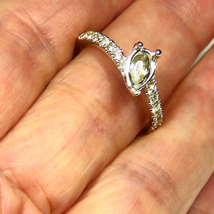 Teardrop diamond semi mount ring 14k white gold