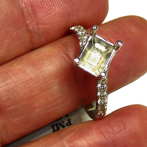 Emerald shape 14k white gold semi mount ring