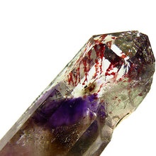 Load image into Gallery viewer, Large red Hematite Quartz crystal with Amethyst smokey phantom
