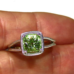 American cut Merelani mint green garnet 14k white gold ring