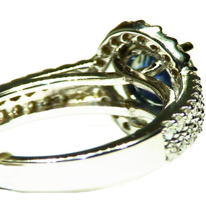 Natural UNHEATED Ceylon Sapphire & diamond 14k white gold ring
